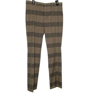Zara- brown plaid, flat front straight leg pants. Size M
